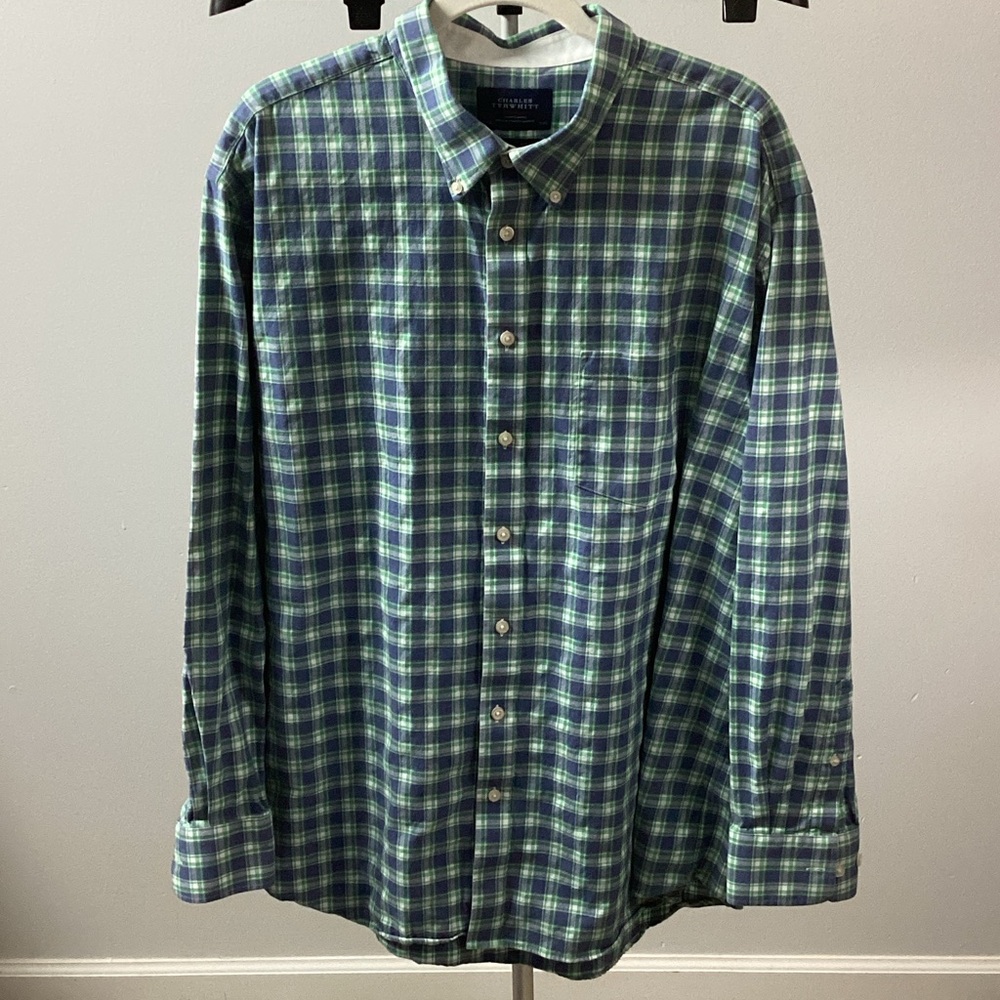 Brooks Brothers Navy and Forest Plaid Shirt